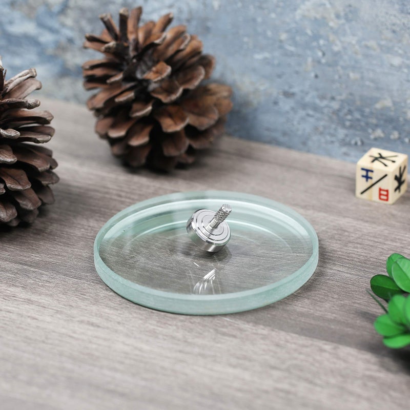 Joytech 3.93'' (100mm) Diameter Spinning Top Base K9 Crystal Glass Concave Mirror, Great High End Transparent Surface Double Concave Top Accessory DZ04 - Image 3